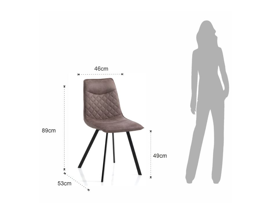 4 Cadeiras Estofadas em Couro Sintético Efeito Envelhecido - Hidrogênio Viadurini