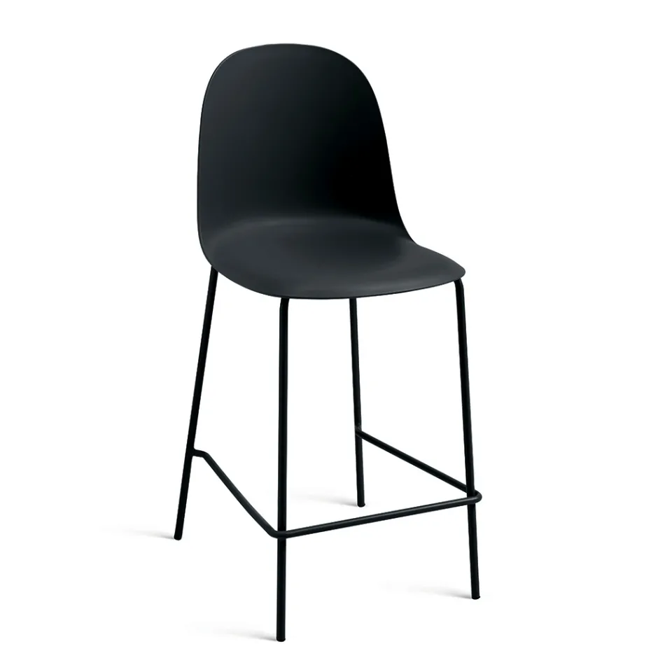 Conjunto de 4 banquetas para sala de estar em polipropileno e estrutura metálica - Dinamo Viadurini