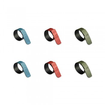 6 anéis de guardanapo de design em cores sortidas feitos na Itália - penico