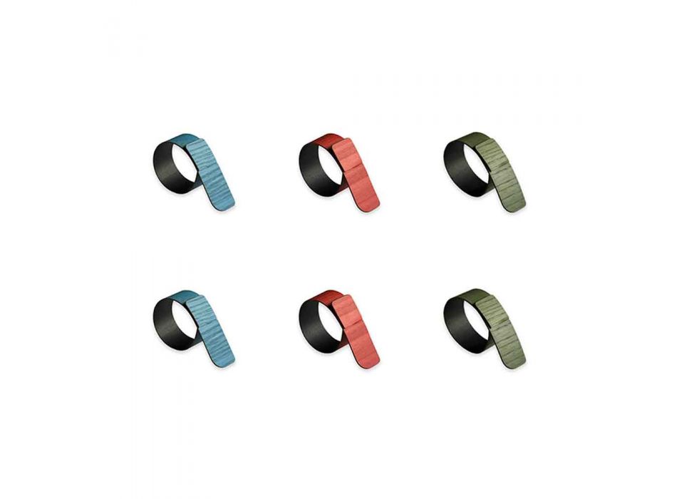 6 anéis de guardanapo de design em cores sortidas feitos na Itália - penico Viadurini