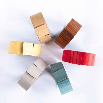 6 anéis de guardanapo em madeira e tecido modernos feitos na Itália - penico