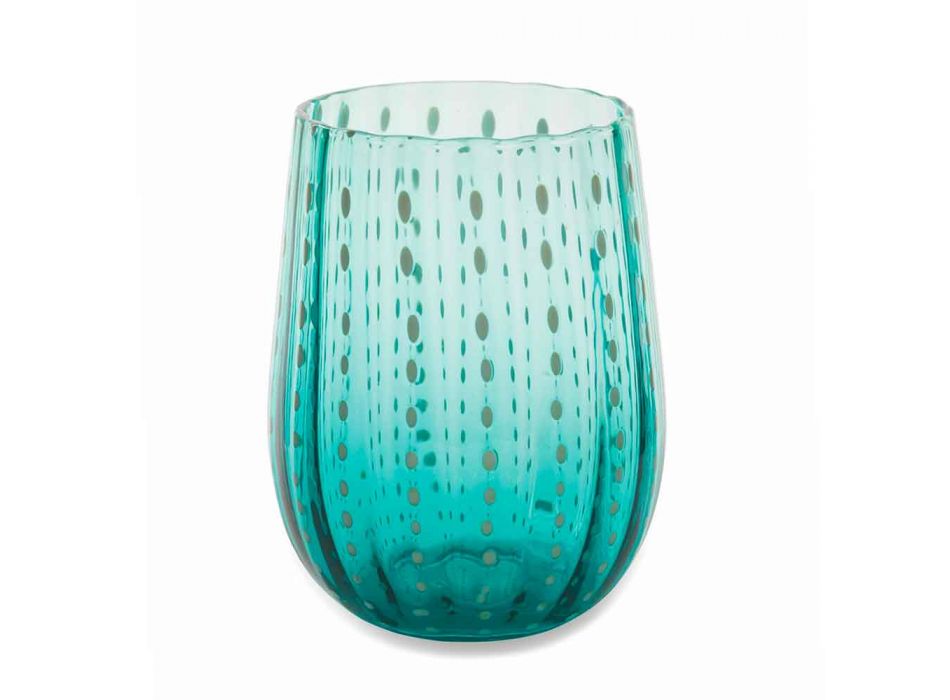 6 copos de vidro coloridos e modernos para um serviço elegante na água - Pérsia Viadurini