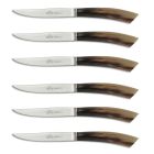6 facas de cozinha artesanais com cabo de chifre de boi fabricadas na Itália - marinha Viadurini