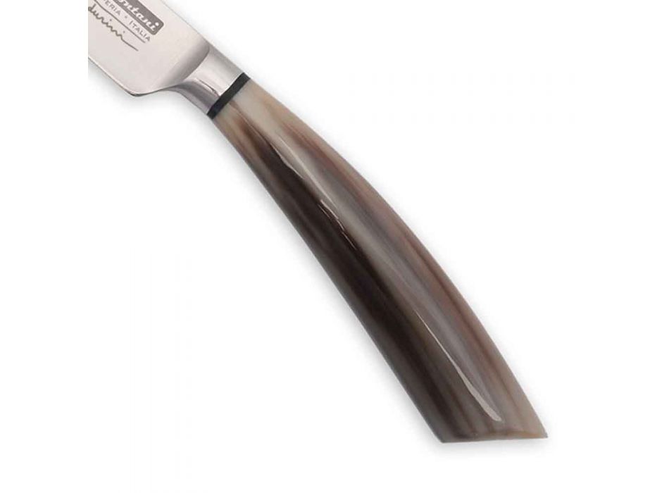 6 facas de bife artesanais em chifre ou madeira feitas na Itália - Zuzana