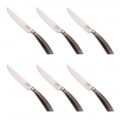 6 facas de bife artesanais em chifre ou madeira feitas na Itália - Zuzana
