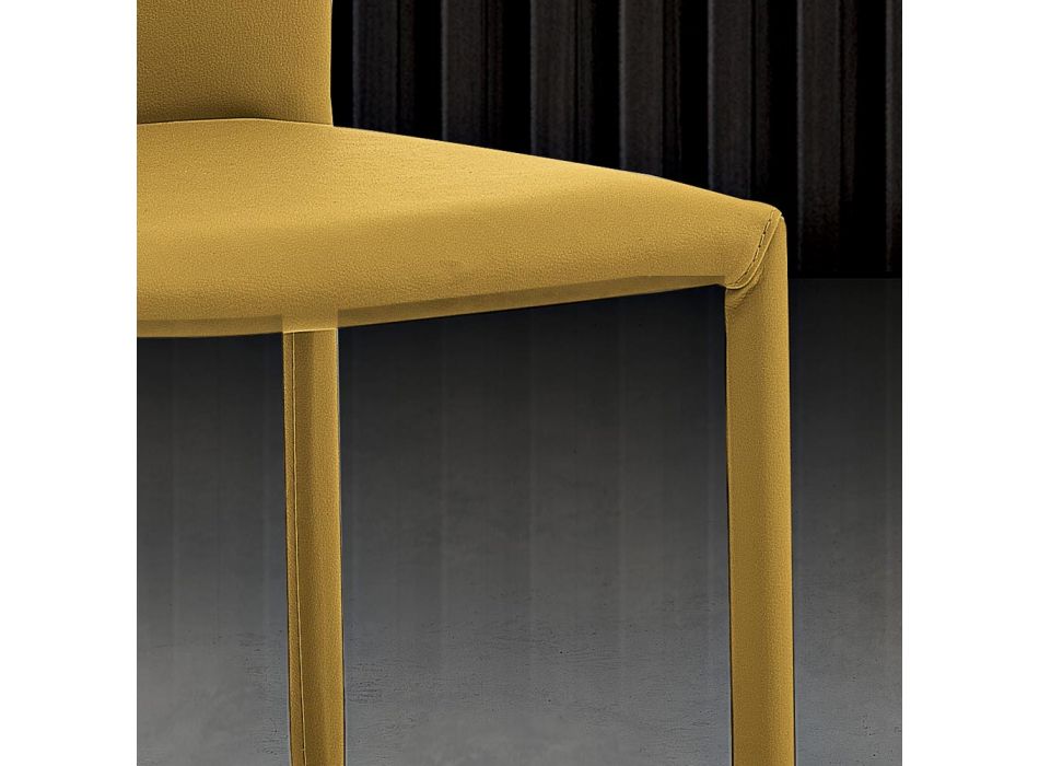 6 cadeiras empilháveis em eco-couro colorido design moderno para sala de estar - Mérida Viadurini