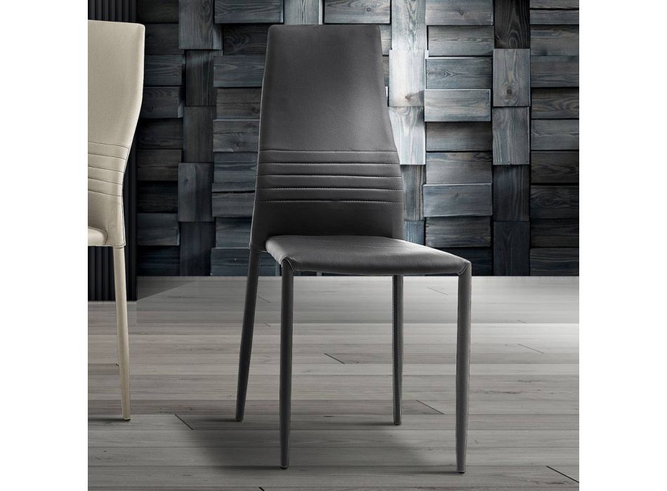 6 cadeiras empilháveis em eco-couro colorido design moderno para sala de estar - Mérida
