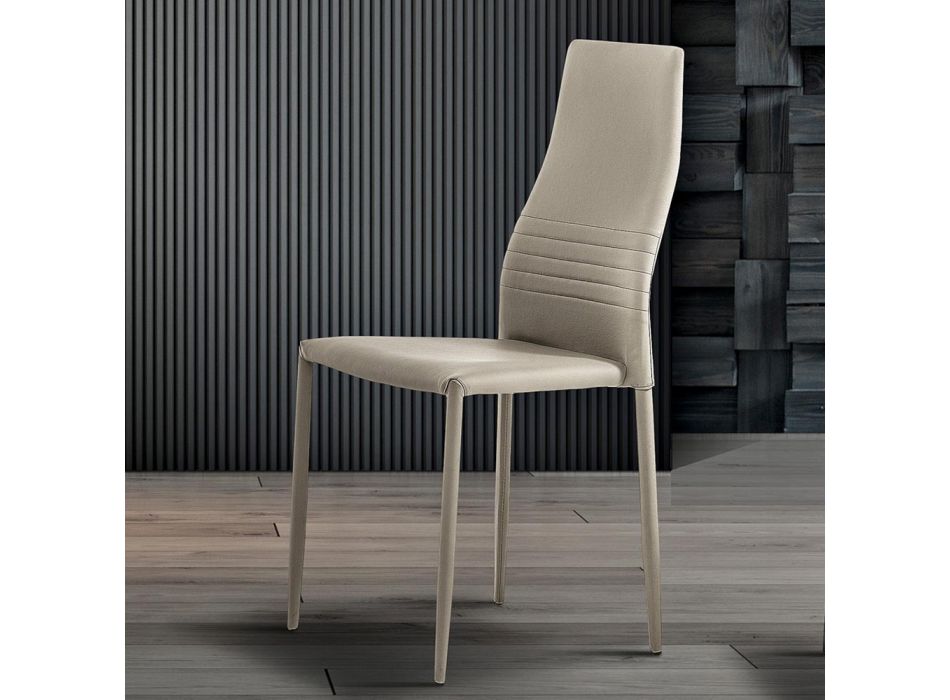 6 cadeiras empilháveis em eco-couro colorido design moderno para sala de estar - Mérida