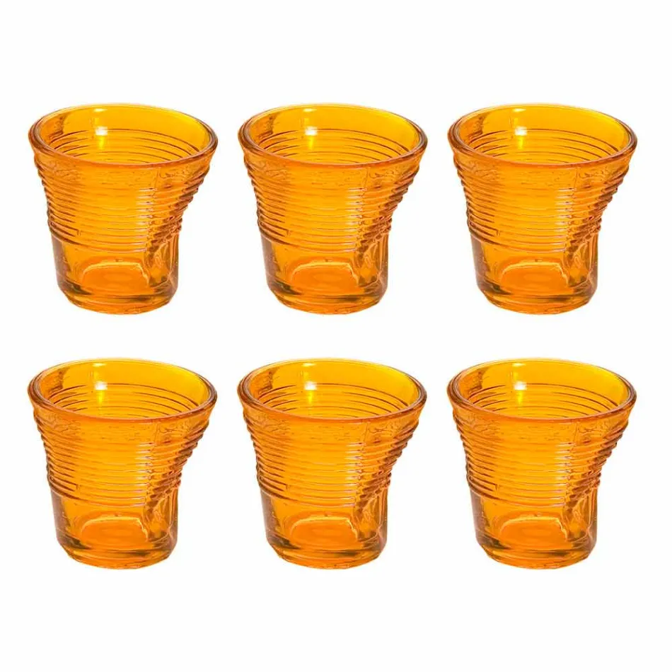 6 xícaras de café amassadas em vidro colorido - Sarabi Viadurini