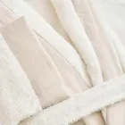 Roupão de banho de gola xale de algodão Terry com babados de linho e monograma - Suavidade Viadurini