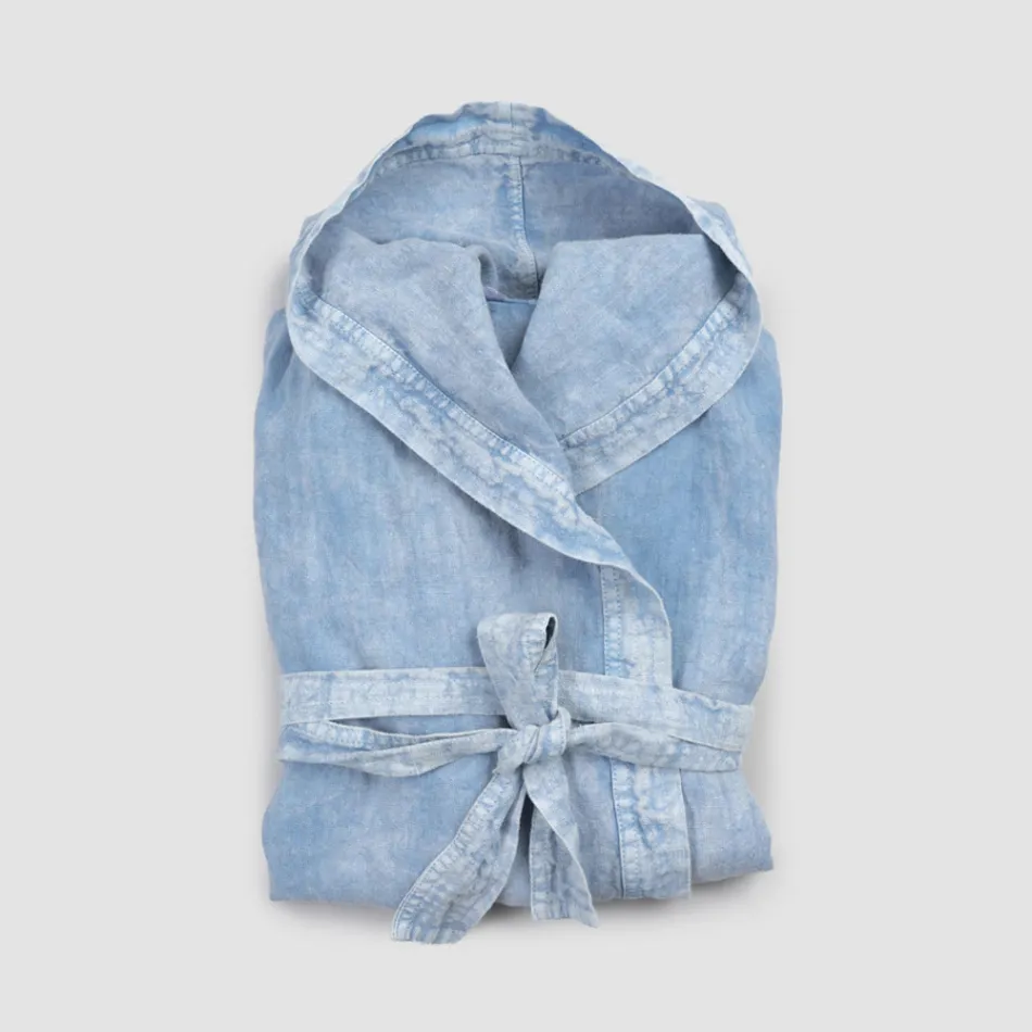 Roupão luxuoso de linho pesado com capuz fabricado na Itália - Palácio Viadurini