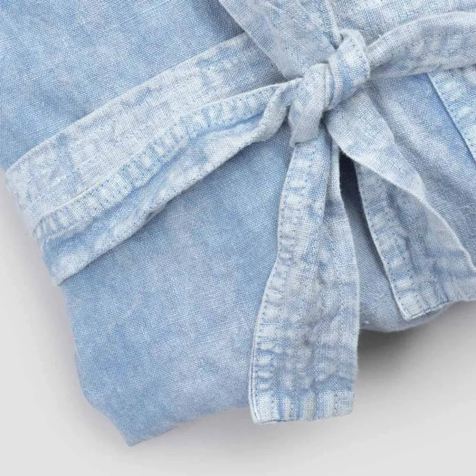 Roupão luxuoso de linho pesado com capuz fabricado na Itália - Palácio Viadurini