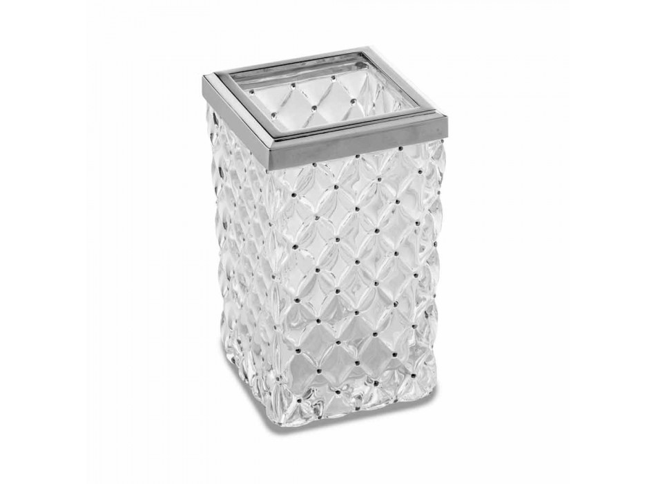 Acessórios para banheiro autônomo em cristal e metal Capitonnè - prata Viadurini