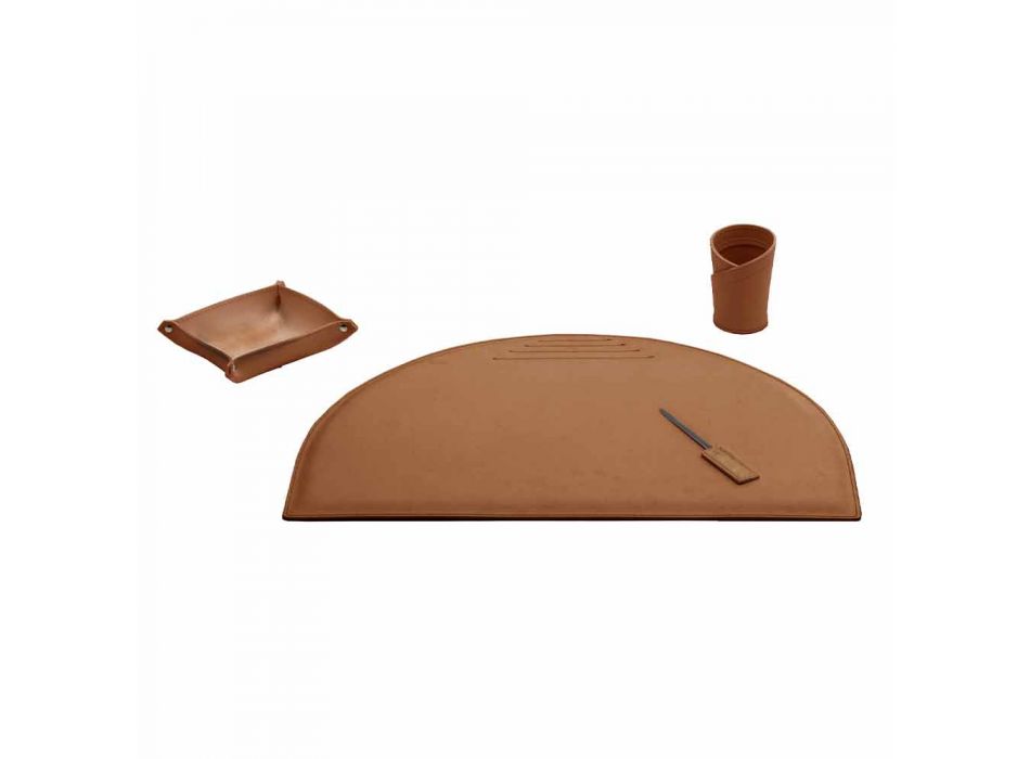 Acessórios de mesa em couro regenerado 4 peças fabricadas na Itália - Medea Viadurini