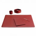 Acessórios de mesa de couro de 5 peças fabricados na Itália - Ebe
