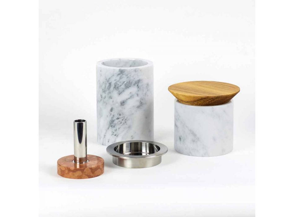 Acessórios que economizam espaço para utensílios de cozinha em mármore, madeira e aço - Astoria Viadurini