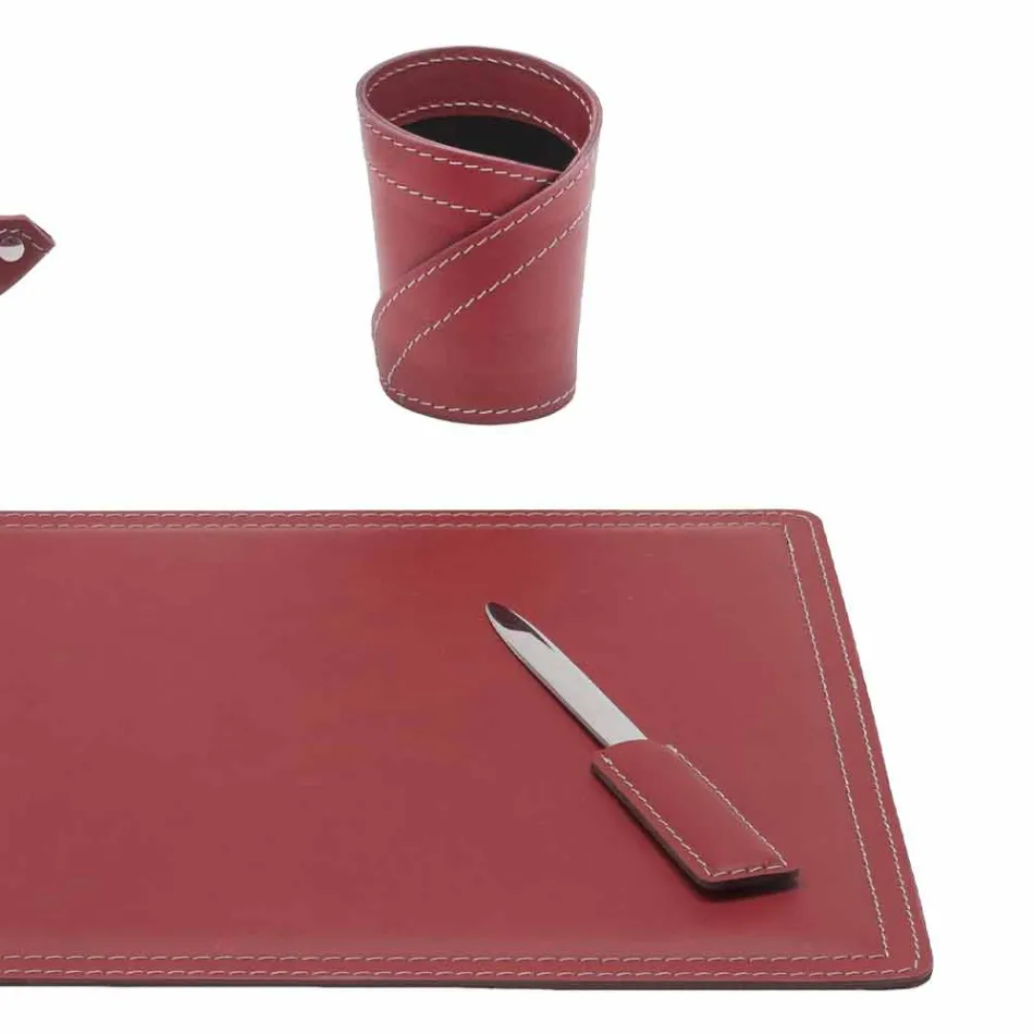 Mesa de couro regenerado de 4 peças fabricada na Itália - Ascanio Viadurini