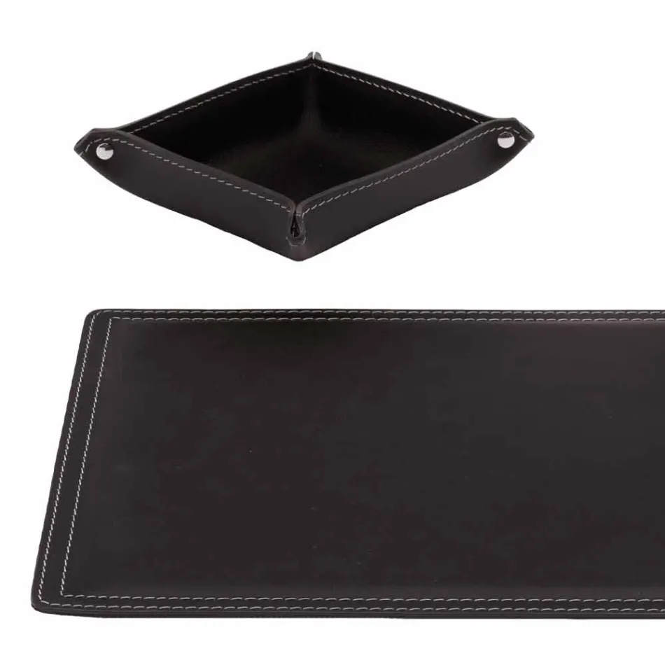 Mesa de couro regenerado de 4 peças fabricada na Itália - Ascanio Viadurini