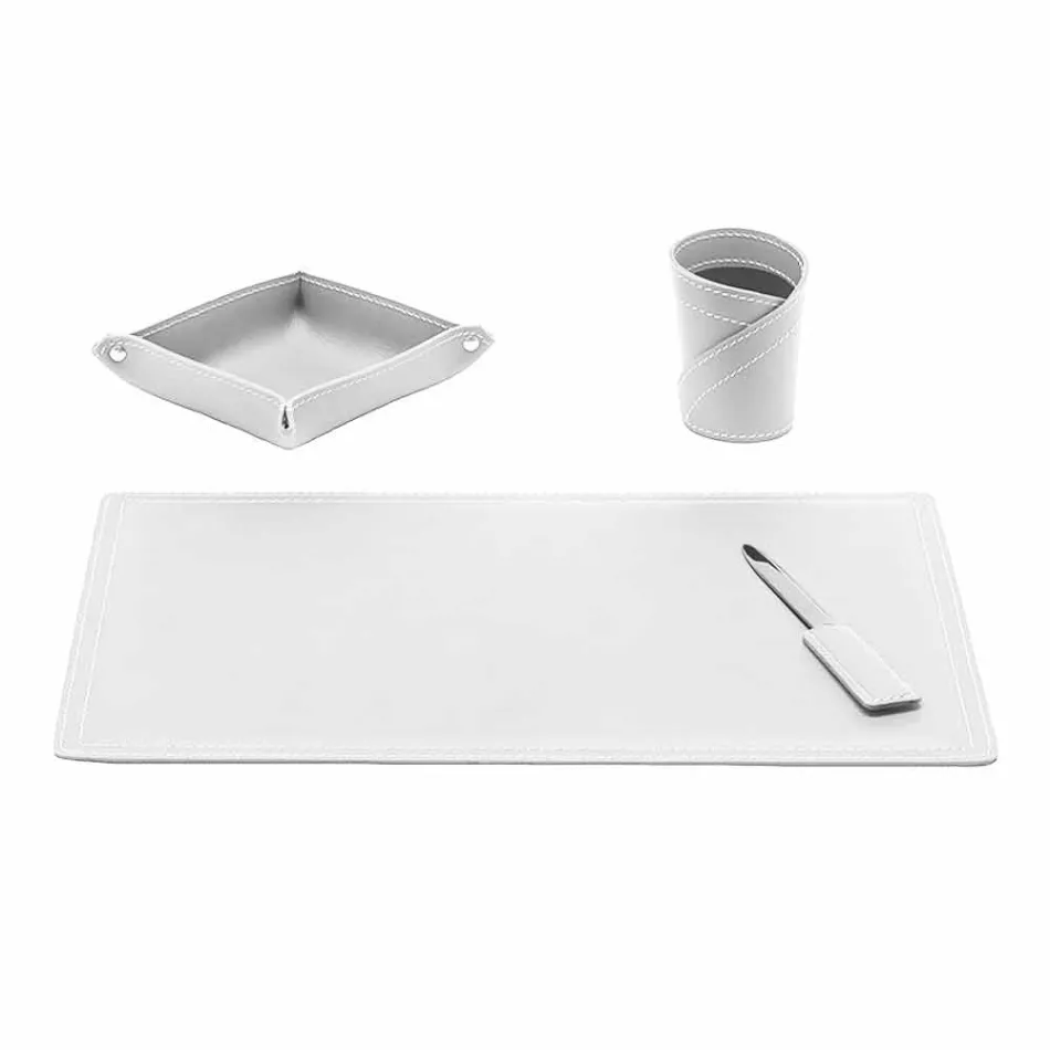 Mesa de couro regenerado de 4 peças fabricada na Itália - Ascanio Viadurini