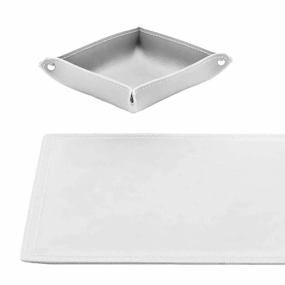 Mesa de couro regenerado de 4 peças fabricada na Itália - Ascanio Viadurini