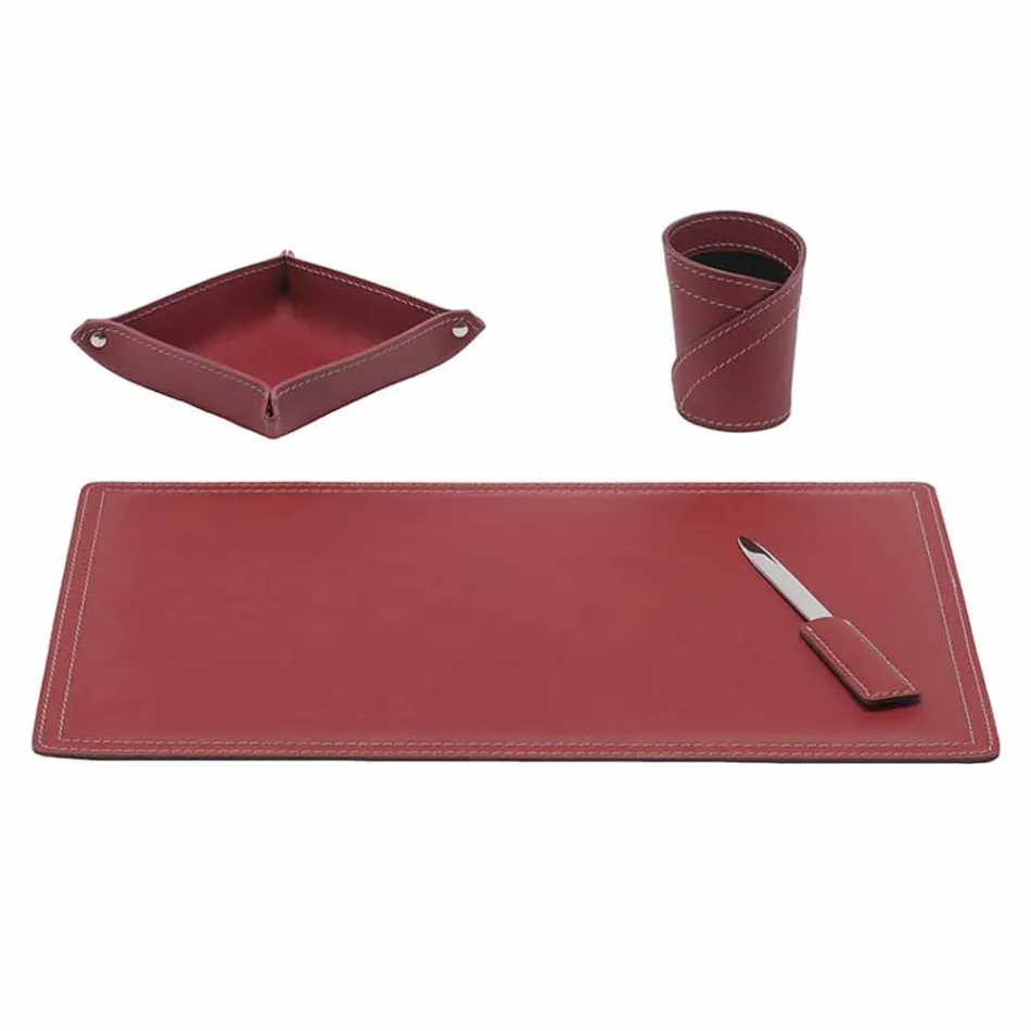 Mesa de couro regenerado de 4 peças fabricada na Itália - Ascanio Viadurini