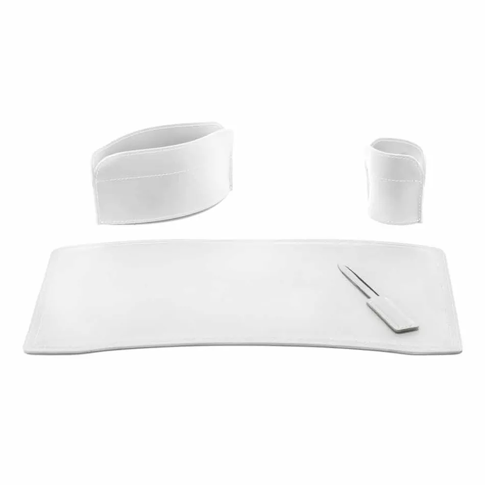 Acessórios Mesa de couro regenerado de 4 peças fabricada na Itália - Brando Viadurini