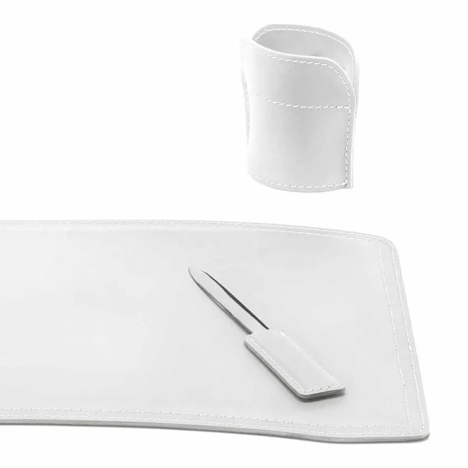 Acessórios Mesa de couro regenerado de 4 peças fabricada na Itália - Brando Viadurini