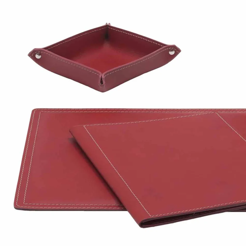 Mesa de couro regenerado de 5 peças fabricada na Itália - Ascanio Viadurini