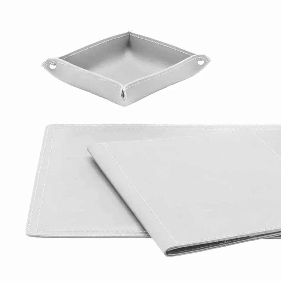 Mesa de couro regenerado de 5 peças fabricada na Itália - Ascanio Viadurini