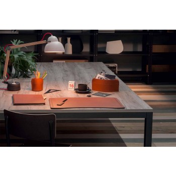 Mesa de couro regenerado de 5 peças fabricada na Itália - Brando