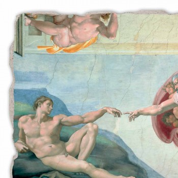 grande afresco da "Criação de Adão" de Michelangelo, feito à mão