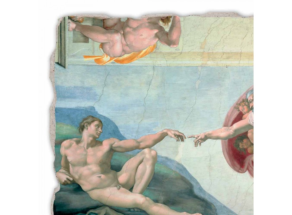 grande afresco da "Criação de Adão" de Michelangelo, feito à mão Viadurini