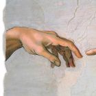 grande afresco da "Criação de Adão" de Michelangelo, particularmente Viadurini