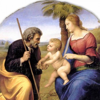 grande afresco Raffaello Sanzio "Sagrada Família com Palmeira"