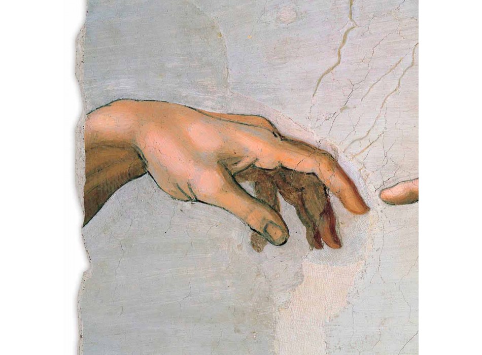 Afresco de Michelangelo feito na Itália "Criação de Adão" parte. Viadurini