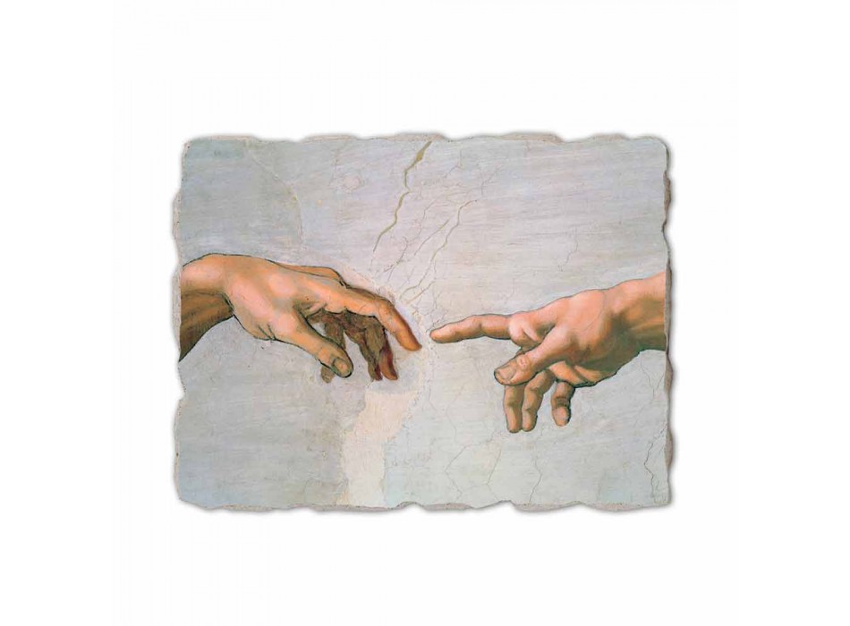 Afresco de Michelangelo feito na Itália "Criação de Adão" parte. Viadurini