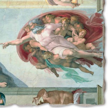 O afresco de Michelangelo "A Criação de Adão", feito à mão