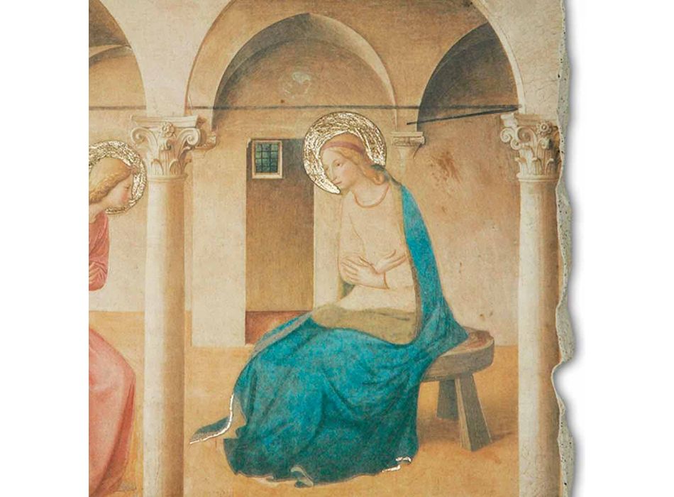 Beato Angelico, fresco, reprodução, "Annunciation", feito à mão Viadurini