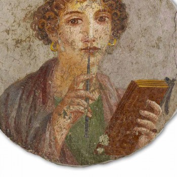 Reprodução de afresco feita na Itália Arte Romana "O Poeta"