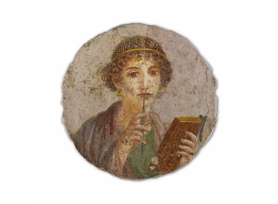 Reprodução de afresco feita na Itália Arte Romana "O Poeta" Viadurini