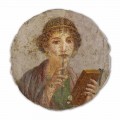 A Poeta, arte romana, afresco pintado à mão, tamanho grande