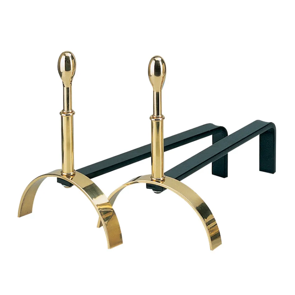 Lareira de latão Andirons Altura 30 cm Fabricado na Itália - Wolf Viadurini