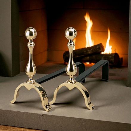 Lareira de latão Andirons Altura 32 cm Fabricado na Itália - Urso Viadurini