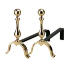 Lareira de latão Andirons Altura 32 cm Fabricado na Itália - Urso Viadurini