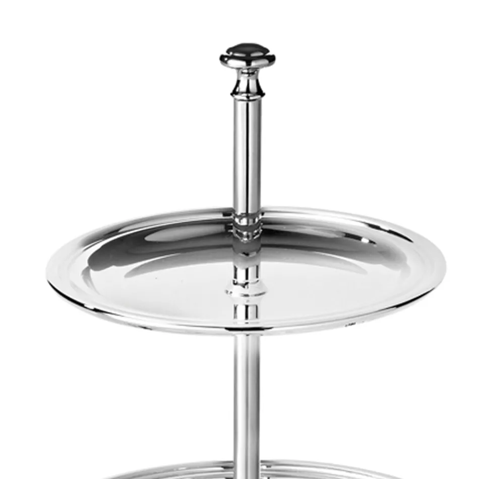 Suporte para Doces, Bolos, Buffet de 2 Camadas em Metal Banhado a Prata de Luxo - Gengo Viadurini