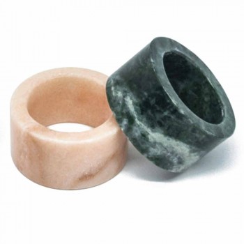 Anéis de guardanapo de mármore rosa e verde feitos na Itália 4 peças - Fulk