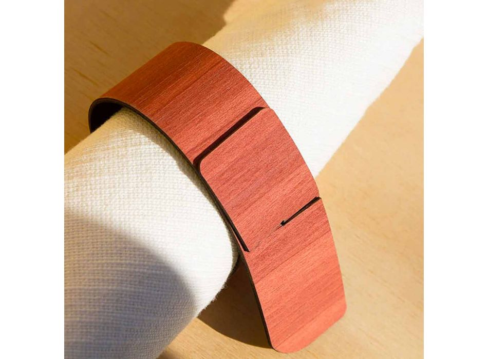 Anel de guardanapo em madeira e tecido fabricado na Itália - Abraham Viadurini