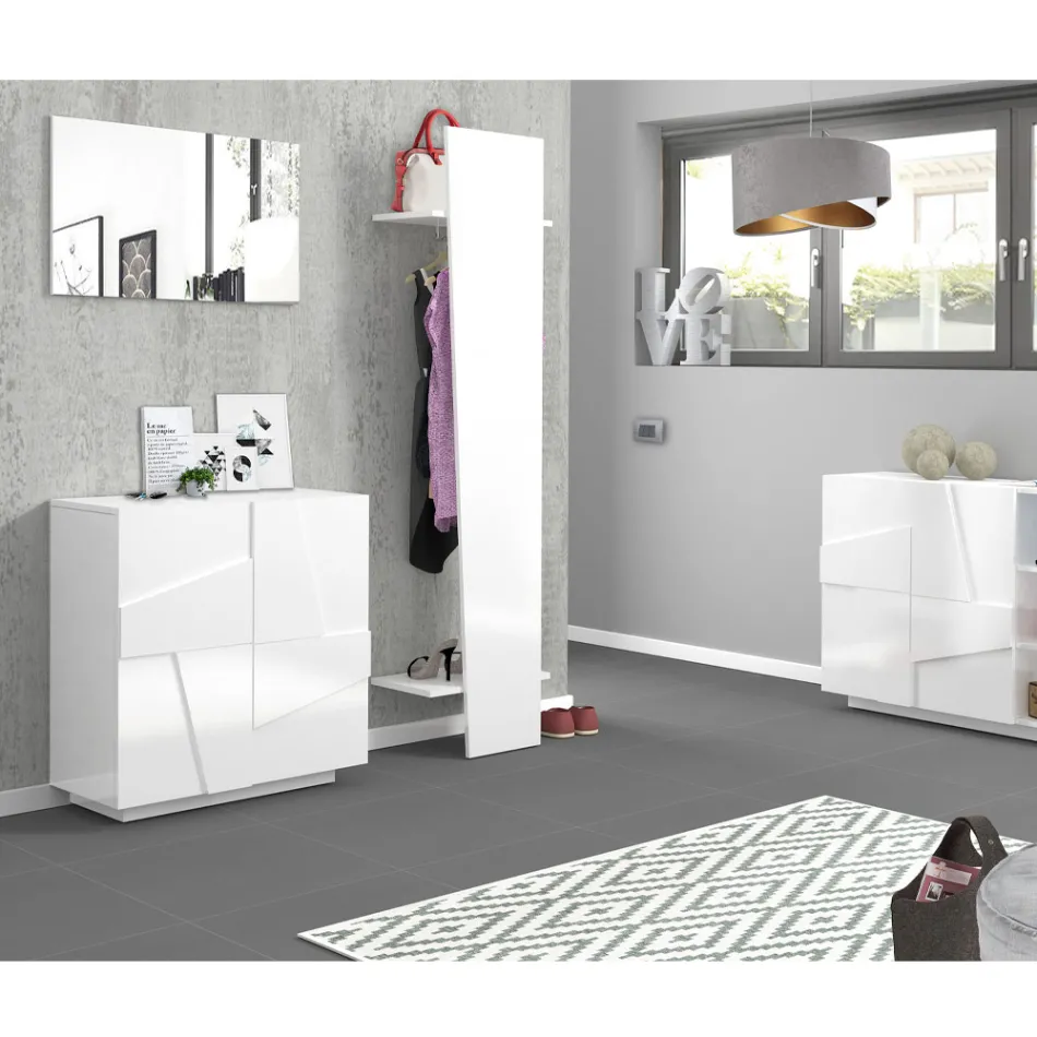 Design Cabide de Entrada em Madeira Branca, Ardósia ou Concreto - Fjona Viadurini