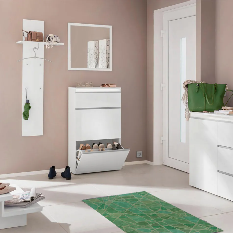 Cabide de Corredor em Branco ou Madeira Lustrosa Antracita - Emanuelito Viadurini