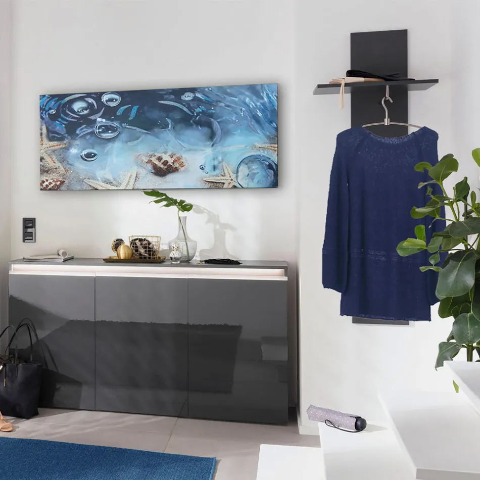 Cabide de Corredor em Branco ou Madeira Lustrosa Antracita - Emanuelito Viadurini